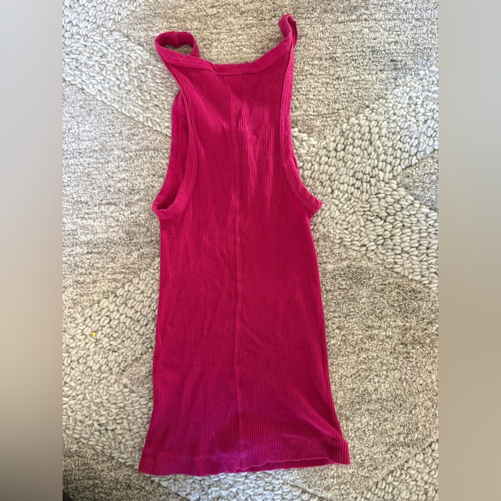 RE/DONE Pink Ribbed Tank - Picture 4 of 9